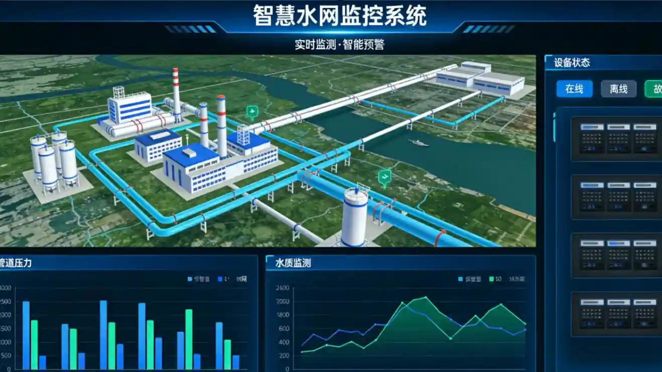 智慧水网数字孪生示意图